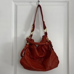 Elegant Orange Leather Shoulder Bag
